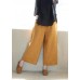 French Spring Women Pants Plus Size Yellow Design Elastic Waist Pockets Wild Pants