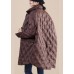 Coffee Stand Collar Button Loose Winter Puffers Long Down Jacket