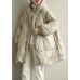 Trendy Beige Stand Collar Warm Winter Duck Down Coat