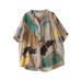 Bohemian V Neck Print Button Shirt Tops Half Sleeve